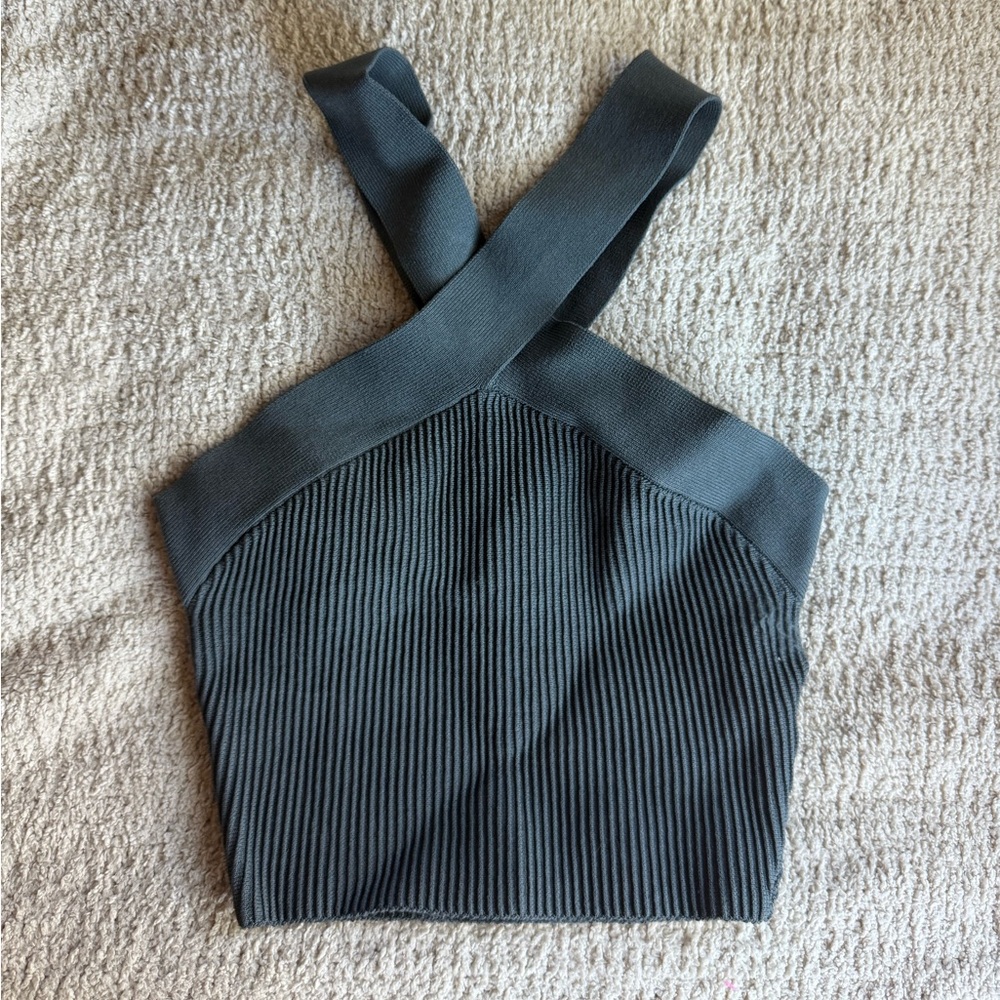 Babaton Sculpt Knit Criss Cross Tank – Charcoal Grey